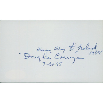 Douglas Corrigan Aviator Wrong Way Signed 3x5 Index Card JSA Authenticated