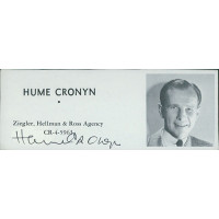 Hume Cronyn Actor Signed 2x5 Directory Cut JSA Authenticated Hume Cronyn Actor Signed 2x5 Directory Cut JSA Authenticated
