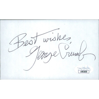 George Crumb Composer Signed 3x5 Index Card JSA Authenticated