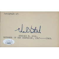 Charles M. Dale New Hampshire Governor Signed 3x5 Index Card JSA Authenticated Charles M. Dale New Hampshire Governor Signed 3x5 Index Card JSA Authenticated