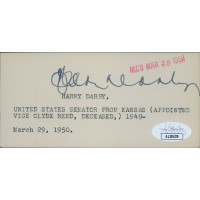 Harry Darby Kansas Senator Signed 2.5x5 Index Card JSA Authenticated Harry Darby Kansas Senator Signed 2.5x5 Index Card JSA Authenticated