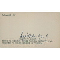 Colgate Darden Jr. Virginia Congressman Signed 3x5 Index Card JSA Authenticated Colgate Darden Jr. Virginia Congressman Signed 3x5 Index Card JSA Authenticated