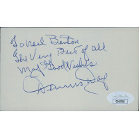 Dennis Day Actor Comedian Singer Signed 3x5 Index Card JSA Authenticated Dennis Day Actor Comedian Singer Signed 3x5 Index Card JSA Authenticated