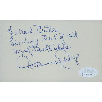 Dennis Day Actor Comedian Singer Signed 3x5 Index Card JSA Authenticated