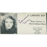 Laraine Day Actress Signed 2.5x5 Directory Cut JSA Authenticated Laraine Day Actress Signed 2.5x5 Directory Cut JSA Authenticated