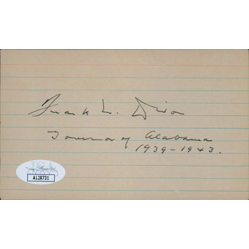 Frank M. Dixon Alabama Governor Signed 3x5 Index Card JSA Authenticated