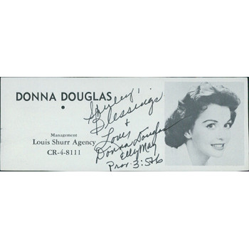 Donna Douglas Actress Signed 2x5 Directory Cut JSA Authenticated