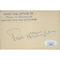 Paul Douglas Illinois Senator Signed 3x4.75 Index Card JSA Authenticated Paul Douglas Illinois Senator Signed 3x4.75 Index Card JSA Authenticated