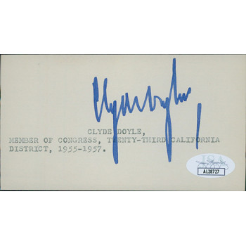 Clyde Doyle California Congressman Signed 2.5x5 Index Card JSA Authenticated