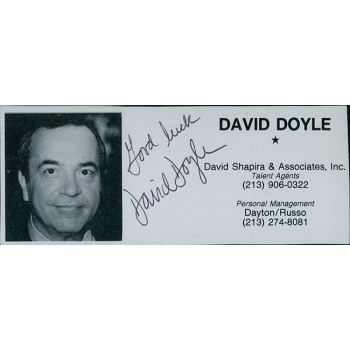 David Doyle Actor Signed 2x4.5 Directory Cut JSA Authenticated