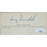 Henry Dworshak Idaho Congressman Senator Signed 2.5x5 Index Card JSA Authentic Henry Dworshak Idaho Congressman Senator Signed 2.5x5 Index Card JSA Authentic