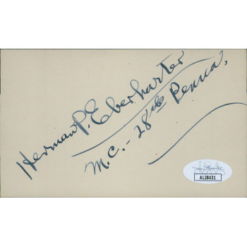 Herman Eberharter Pennsylvania Congressmen Signed 3x5 Index Card JSA Authentic
