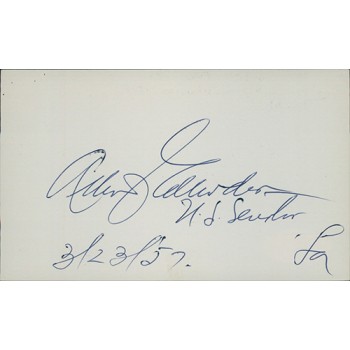 Allen Ellender Louisiana Senator Signed 3x5 Index Card JSA Authenticated