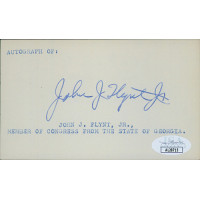 John Flynt Georgia Senator Signed 3x5 Index Card JSA Authenticated
