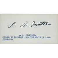 L.H. Fountain North Carolina Congressman Signed 2.5x5 Index Card JSA Authentic L.H. Fountain North Carolina Congressman Signed 2.5x5 Index Card JSA Authentic