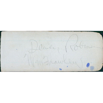 William Frawley and Dewey Robinson Signed 2x5.5 Album Page JSA Authenticated