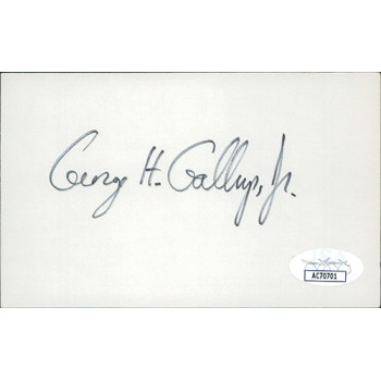 George Gallup Jr. Pollster Signed 3x5 Index Card JSA Authenticated