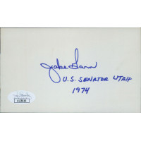 Jake Garn Senator Mayor Astronaut Signed 3x5 Index Card JSA Authenticated Jake Garn Senator Mayor Astronaut Signed 3x5 Index Card JSA Authenticated