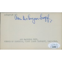Abe Goff Idaho Congressman Signed 3x5 Index Card JSA Authenticated