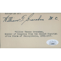 William Granahan Pennsylvania Congressman Signed 3x5 Index Card JSA Authentic William Granahan Pennsylvania Congressman Signed 3x5 Index Card JSA Authentic