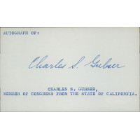 Charles Gubser California Congressman Signed 3x5 Index Card JSA Authenticated Charles Gubser California Congressman Signed 3x5 Index Card JSA Authenticated