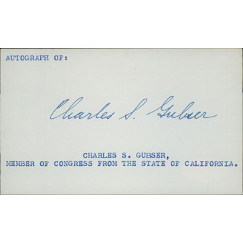 Charles Gubser California Congressman Signed 3x5 Index Card JSA Authenticated