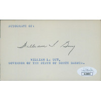 William L. Guy North Dakota Governor Signed 3x5 Index Card JSA Authenticated William L. Guy North Dakota Governor Signed 3x5 Index Card JSA Authenticated