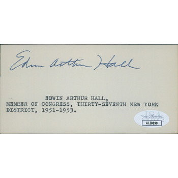 Edwin Arthur Hall New York Congressman Signed 2.5x5 Index Card JSA Authenticated Edwin Arthur Hall New York Congressman Signed 2.5x5 Index Card JSA Authenticated