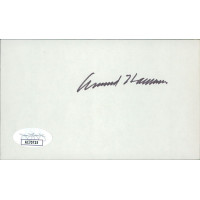 Armand Hammer Businessman Signed 3x5 Index Card JSA Authenticated