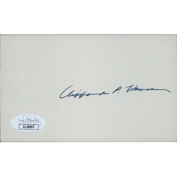 Clifford Hansen Wyoming Governor Senator Signed 3x5 Index Card JSA Authenticated