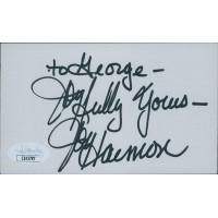 Joy Harmon Actress Signed 3x5 Index Card JSA Authenticated Personalized
