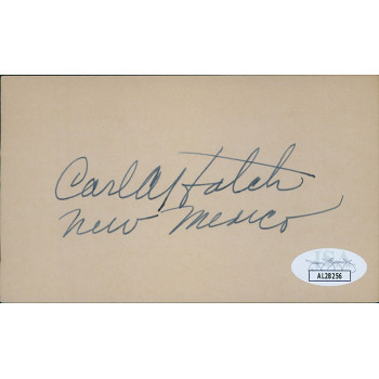 Carl Hatch New Mexico Senator Signed 3x5 Index Card JSA Authenticated
