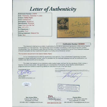 Gabby Hayes Western Actor Signed 3x5.25 Cut Page JSA Authenticated