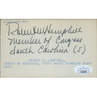 Robert Hemphill South Carolia Congressmen Signed 3x5 Index Card JSA Authentic Robert Hemphill South Carolia Congressmen Signed 3x5 Index Card JSA Authentic