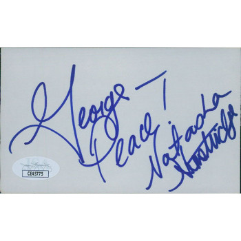 Natasha Henstridge Actress Signed 3x5 Index Card JSA Authenticated Personalized