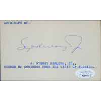 Sydney Herlong Florida Congressman Signed 3x5 Index Card JSA Authenticated Sydney Herlong Florida Congressman Signed 3x5 Index Card JSA Authenticated