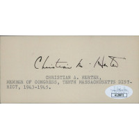 Christian Hert Massachusetts Governor Signed 2.5x5 Cut Index Card JSA Authentic Christian Hert Massachusetts Governor Signed 2.5x5 Cut Index Card JSA Authentic