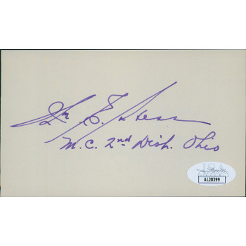 William Hess Ohio Congressmen Signed 3x5 Index Card JSA Authenticated
