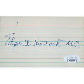Edgar Hiestand California Congressman Signed 3x5 Index Card JSA Authenticated