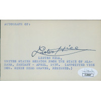 Lister Hill Alabama Congressman Senator Signed 3x5 Index Card JSA Authenticated Lister Hill Alabama Congressman Senator Signed 3x5 Index Card JSA Authenticated