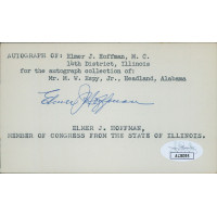 Elmer Hoffman Illinois Congressmen Signed 3x5 Index Card JSA Authenticated Elmer Hoffman Illinois Congressmen Signed 3x5 Index Card JSA Authenticated