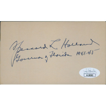 Spessard Holland Florida Governor Senator Signed 3x5 Index Card JSA Authentic