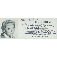Celeste Holm Actress Signed 2x5 Directory Cut JSA Authenticated Celeste Holm Actress Signed 2x5 Directory Cut JSA Authenticated