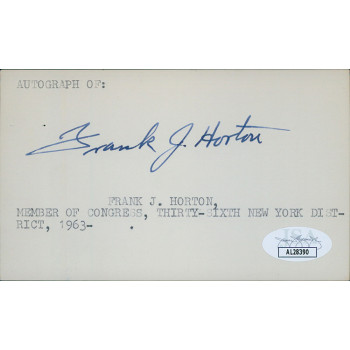 Frank Horton New York Congressmen Signed 3x5 Index Card JSA Authenticated