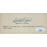 DeWitt Hyde Maryland Congressman Signed 2x5 Index Card JSA Authenticated DeWitt Hyde Maryland Congressman Signed 2x5 Index Card JSA Authenticated