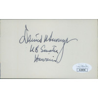 Daniel Inouye United States Senator Signed 3x5 Index Card JSA Authenticated Daniel Inouye United States Senator Signed 3x5 Index Card JSA Authenticated