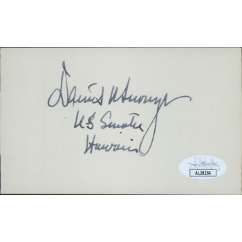 Daniel Inouye United States Senator Signed 3x5 Index Card JSA Authenticated