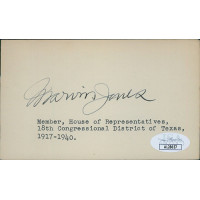 Marvin Jones Texas Congressman Signed 3x5 Index Card JSA Authenticated Marvin Jones Texas Congressman Signed 3x5 Index Card JSA Authenticated