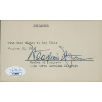Woodrow Jones North Carolina Congressman Signed 3x5 Index Card JSA Authenticated Woodrow Jones North Carolina Congressman Signed 3x5 Index Card JSA Authenticated