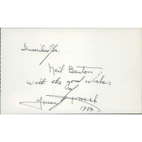 Yousuf Karsh Photographer Signed 3x5 Index Card JSA Authenticated Yousuf Karsh Photographer Signed 3x5 Index Card JSA Authenticated